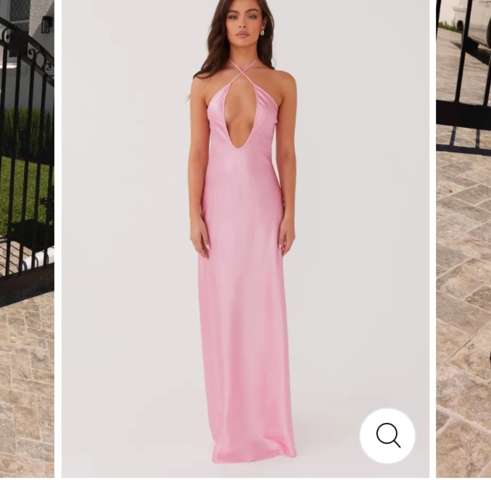 PEPPERMAYO NOIR SYMPHONY MAXI DRESS IN PINK KEYHOLE CUTOUT BACKLESS SEXY DRESS